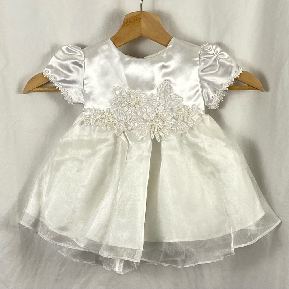 Aiden Jess Baby Girl White Baptism Christening Dress With Jacket And Bonnet - Picture 4 of 16